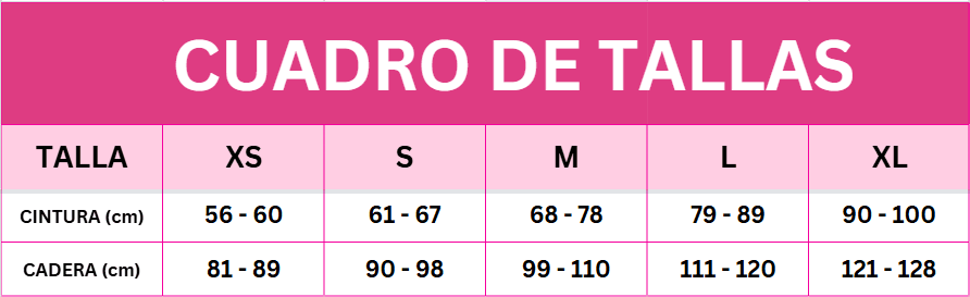 Chaleco Reloj de Arena 15 Varillas mod Sandra 1 Cuadro de tallas varillas 19