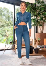 PANTALÓN COLOMBIANO MOM FIT CHAMBRAY